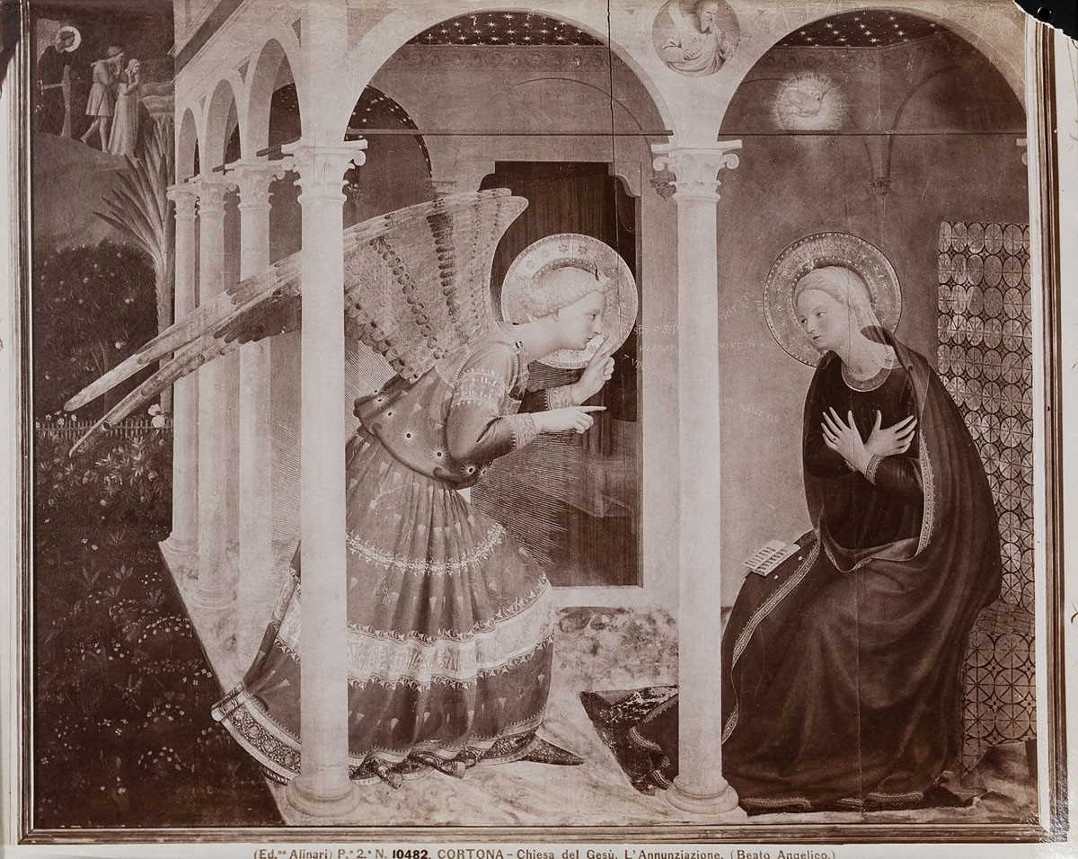 Fratelli Alinari, Fra Angelico: Die Verkündigung, Chiesa del Gesù, heute Diözesan Museum, Cortona
