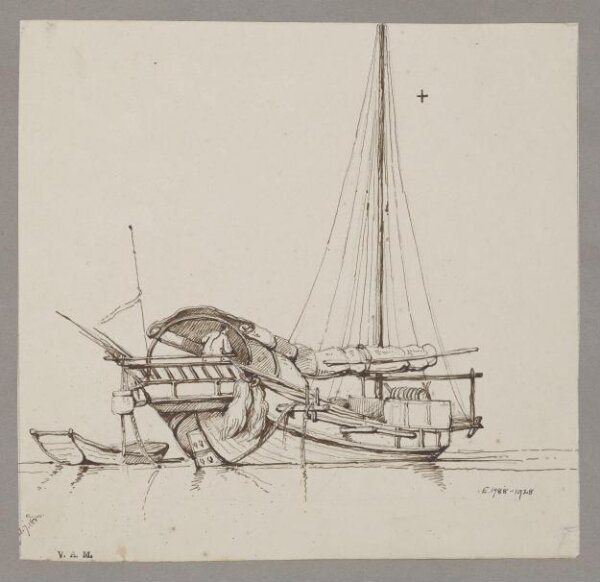 George Chinnery, A junk with sails furled