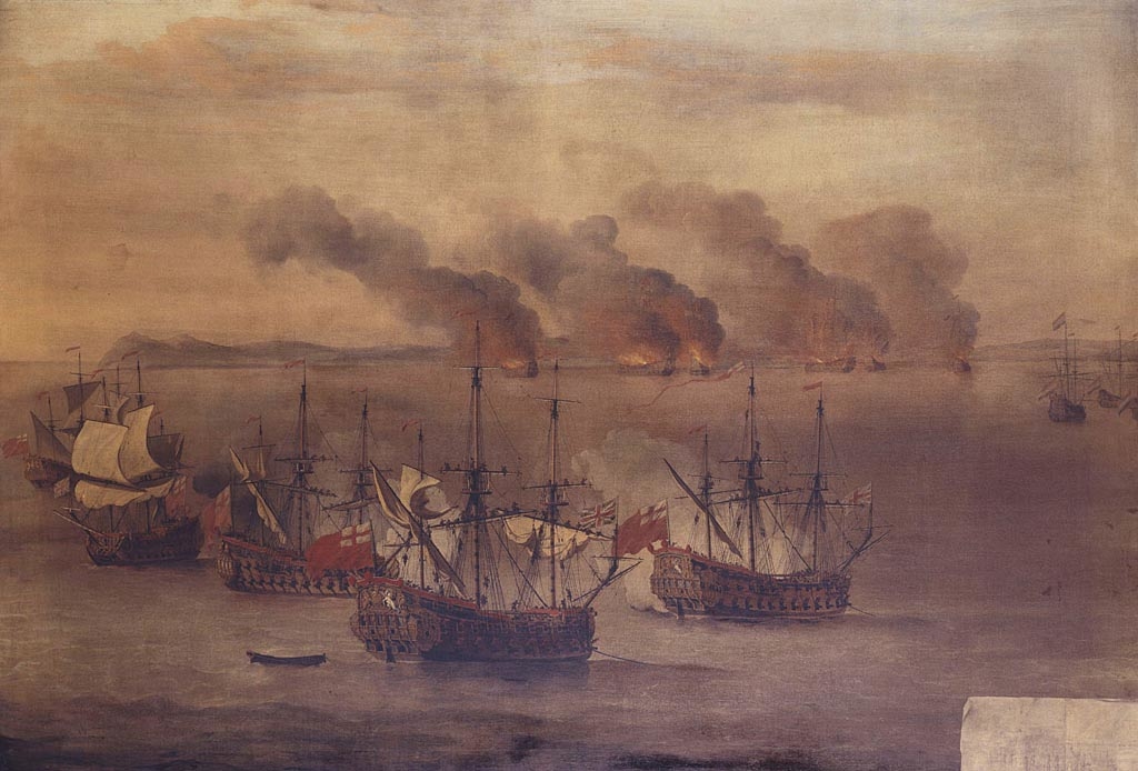 Willem van de Velde the Younger, The Destroying of Six Barbary Ships near Cape Spartel