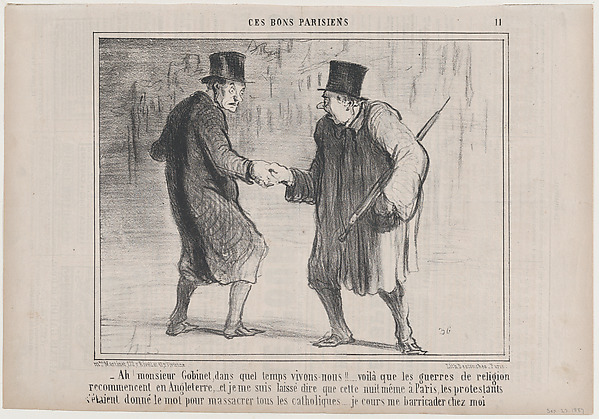 Honoré Daumier, Ah! monsieur Gobinet, dans quel temps vivons-nous!..., from Ces Bons Parisiens, published in Le Charivari, Sepetember 23, 1857