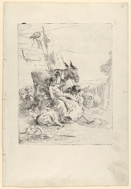 Giovanni Battista Tiepolo, A Mother with two Children, from the Scherzi