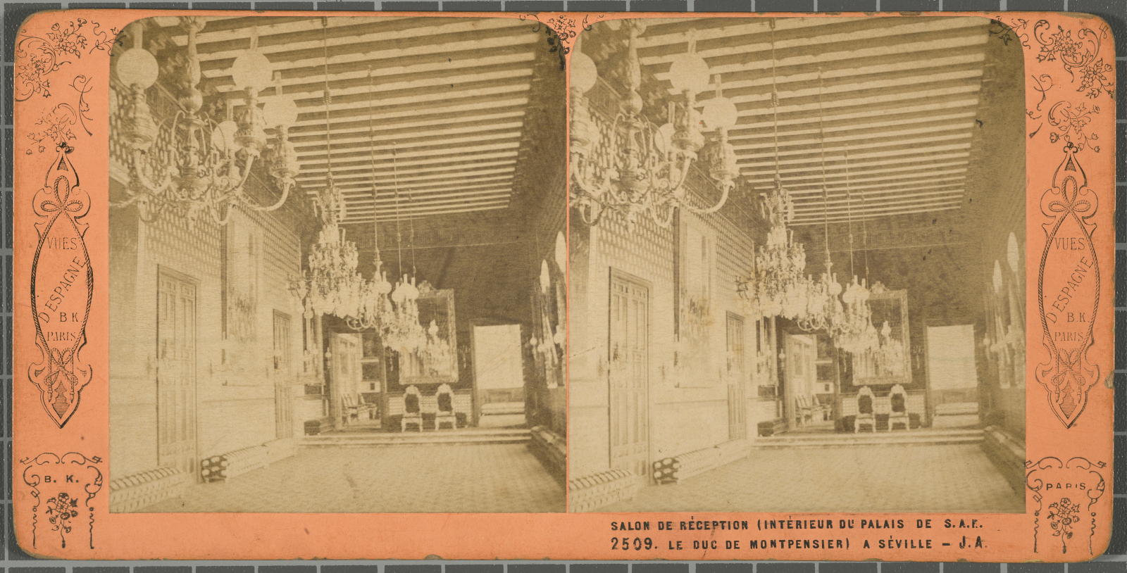 Desconegut, SALON DE RÉCEPTION (INTÉRIEUR DU PALAIS DE S.A.R. LE DUC DE MONTPENSIER) B.K. Editeur