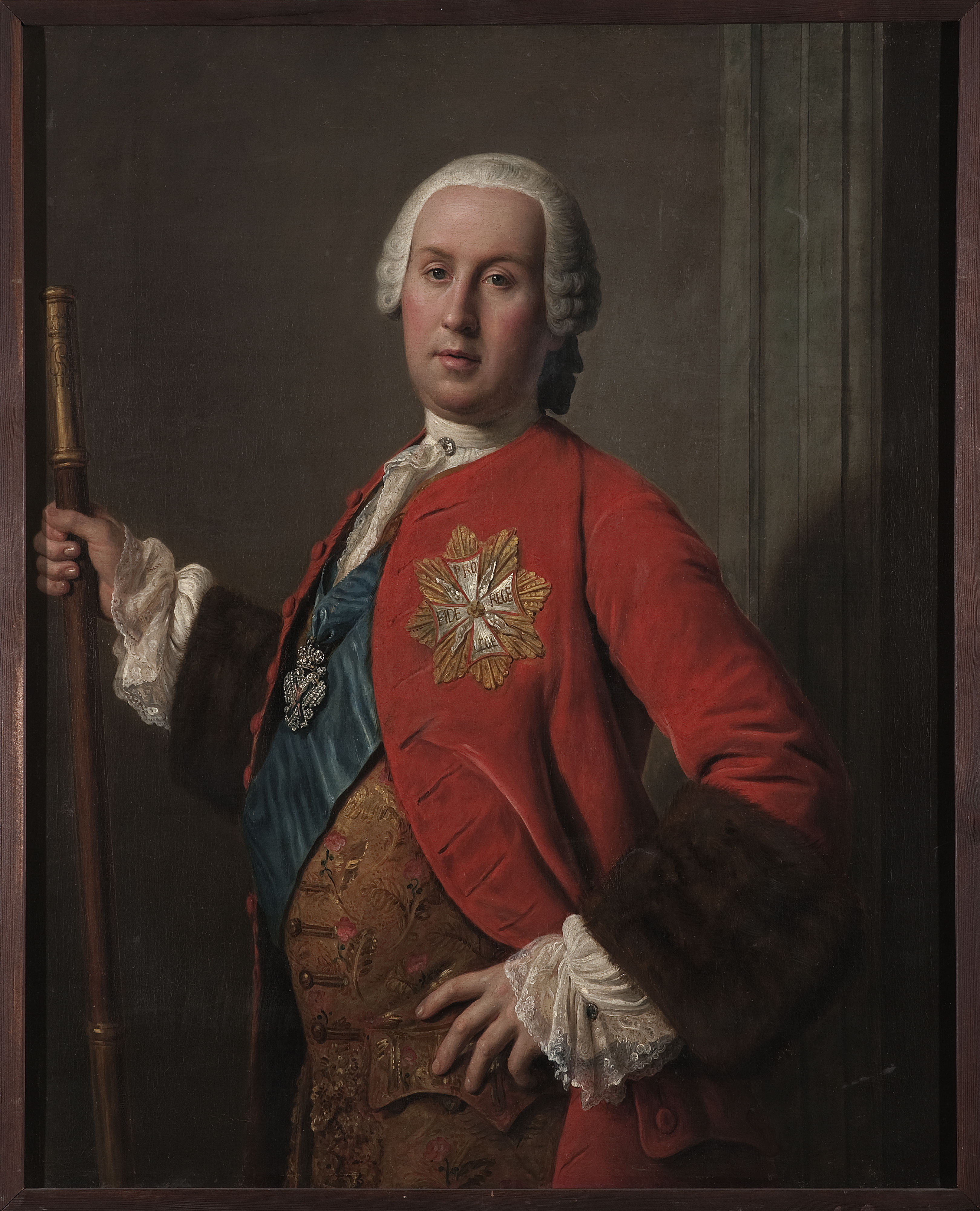 Pietro Rotari, Portrait of Jerzy August Mniszech (1715–1778), his own coat of arms