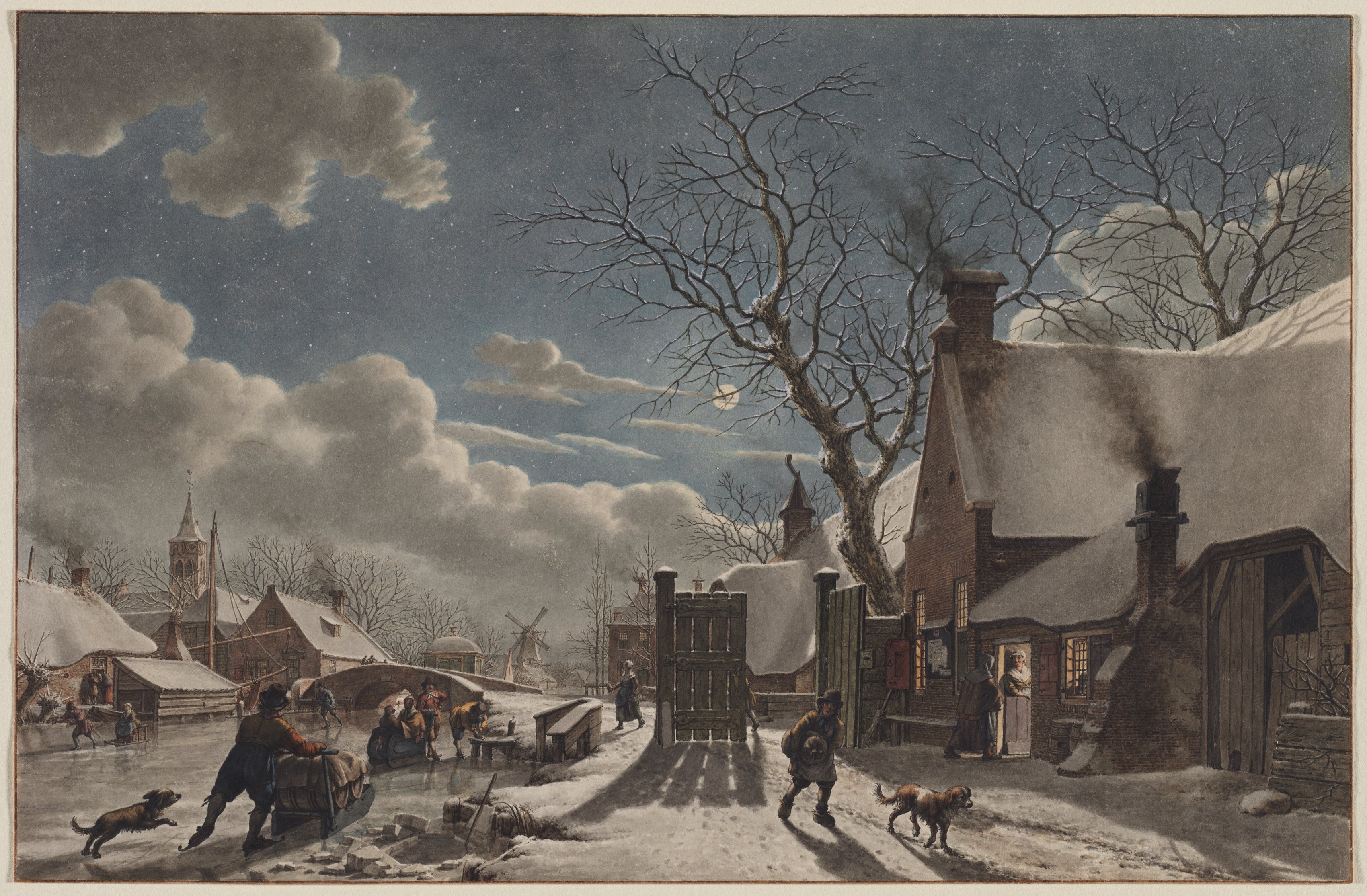 Jacob Cats, Winter Night in a Dutch Town