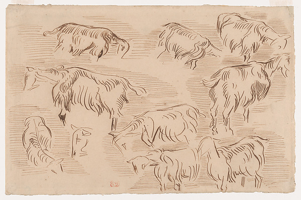 Eugène Delacroix, Ten Studies of Goats
