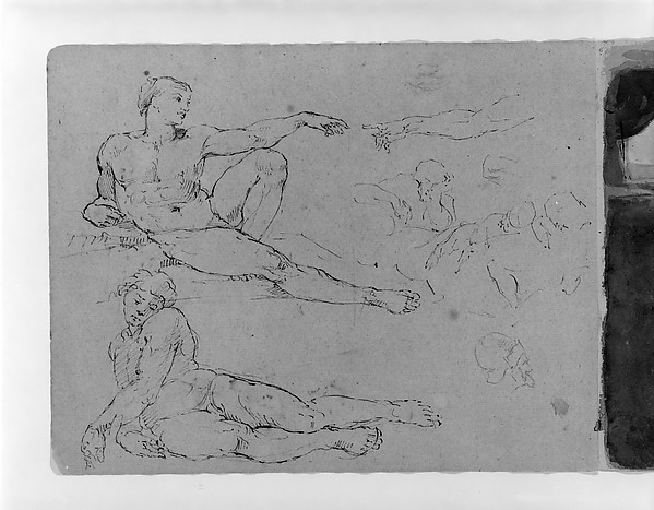 Thomas Sully, Creation of Adam; Sleeping Adam, after Michaelangelo; Other Figures; Profile of Head of Man in Helmut (from Sketchbook)