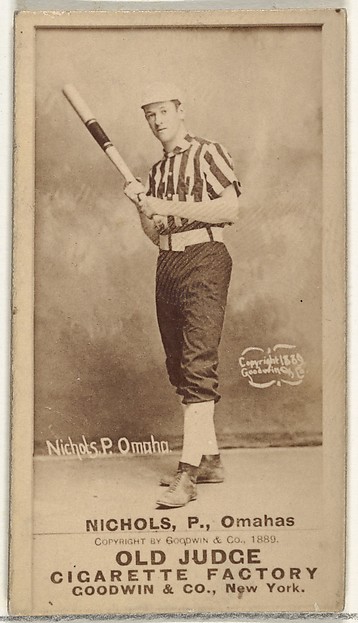 Goodwin & Company, Charles Augustus "Kid" Nichols, Pitcher, Omaha Omahogs/ Lambs, from the Old Judge series (N172) for Old Judge Cigarettes