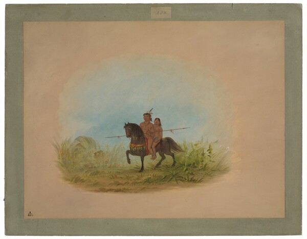George Catlin, Bride and Groom on Horseback - Connibo