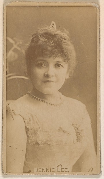 Kinney Brothers Tobacco Company, Jennie Lee, from the Actresses series (N245) issued by Kinney Brothers to promote Sweet Caporal Cigarettes