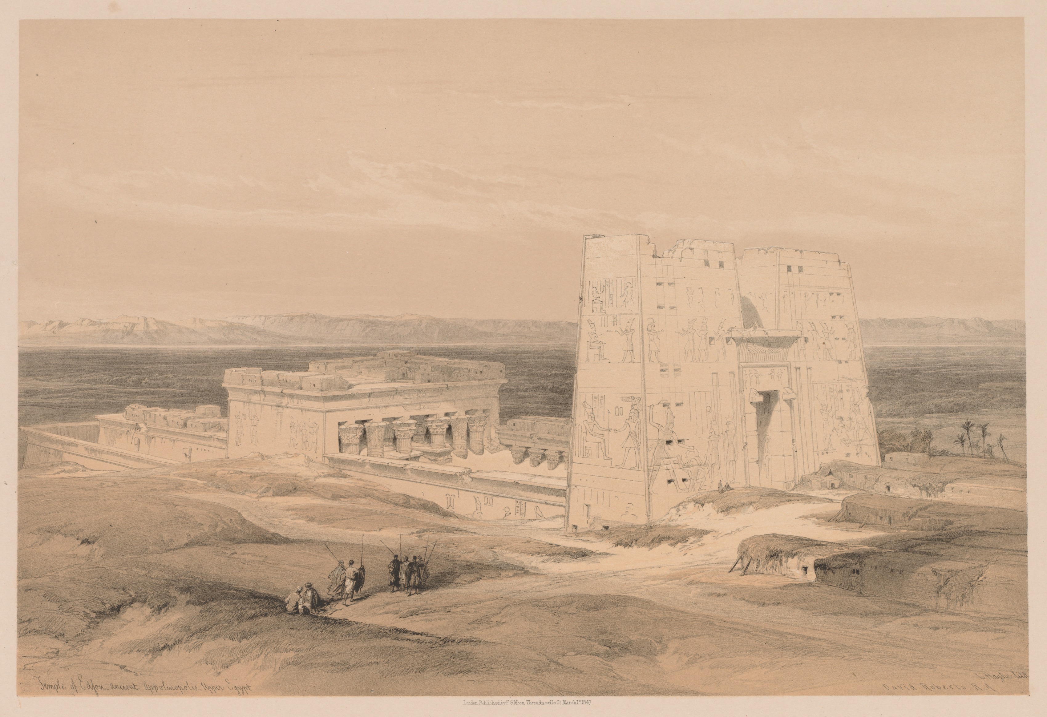 Louis Haghe, Egypt and Nubia:  Volume I - No. 34, Temple of Edfou.  Ancient Appolinopolis, Upper Egypt