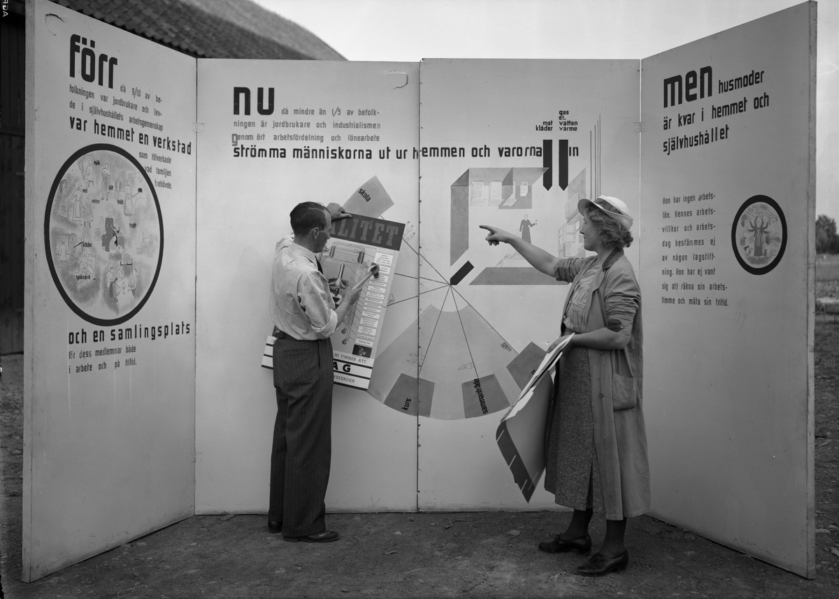 Paul Sandberg, “The statistical exhibition is arranged” by the agronomist Göran Knutsson and home consultant Rut Ingeborg Höstedt, Jordbrukare-Ungdomens Förbunds, JUF’s, acting at Jälla Agricultural School