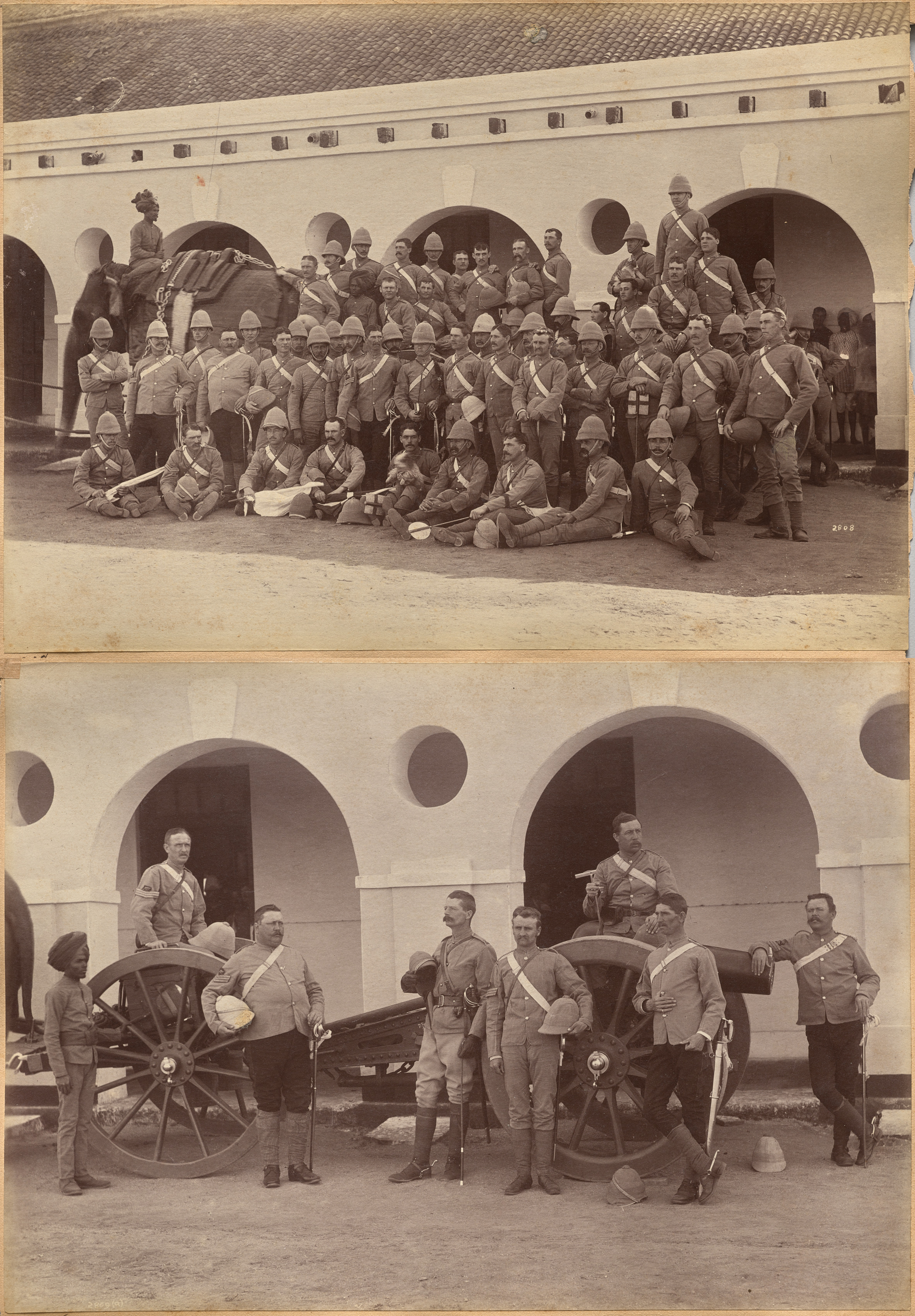 Raja Deen Dayal, Officers of Elephant Battery, Jhansi (recto); Men of Elephant Battery, Jhansi (verso)