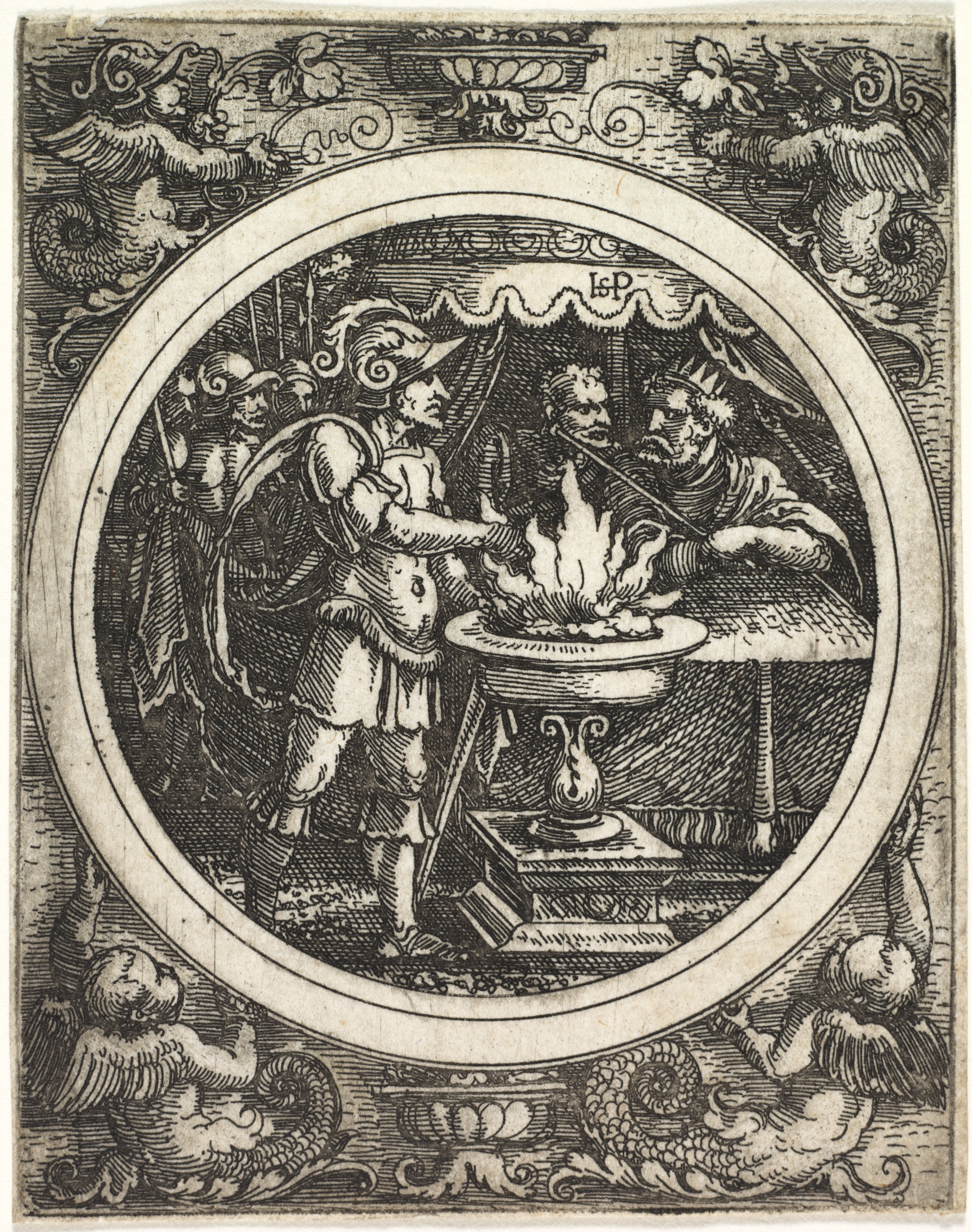 Hans Sebald Beham, Mucius Scaevola Holding His Hand in the Fire