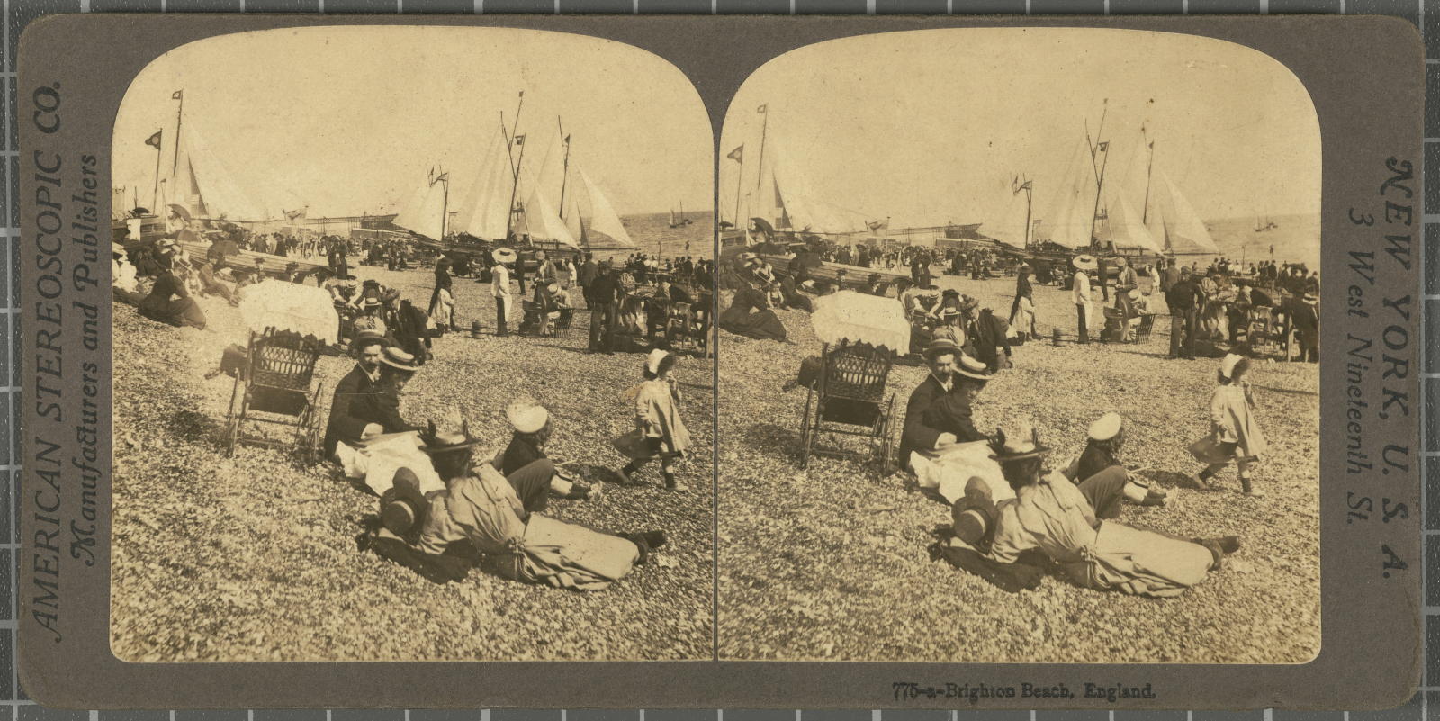 Desconegut, Brighton Beach, England. Justificació del títol, títol inscrit American Stereoscopic Company