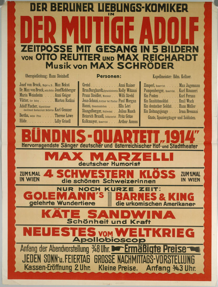Anonym, DER MUTIGE ADOLF; Apollo-Theater; 1914 (unterer Teil von DG1914/697)
