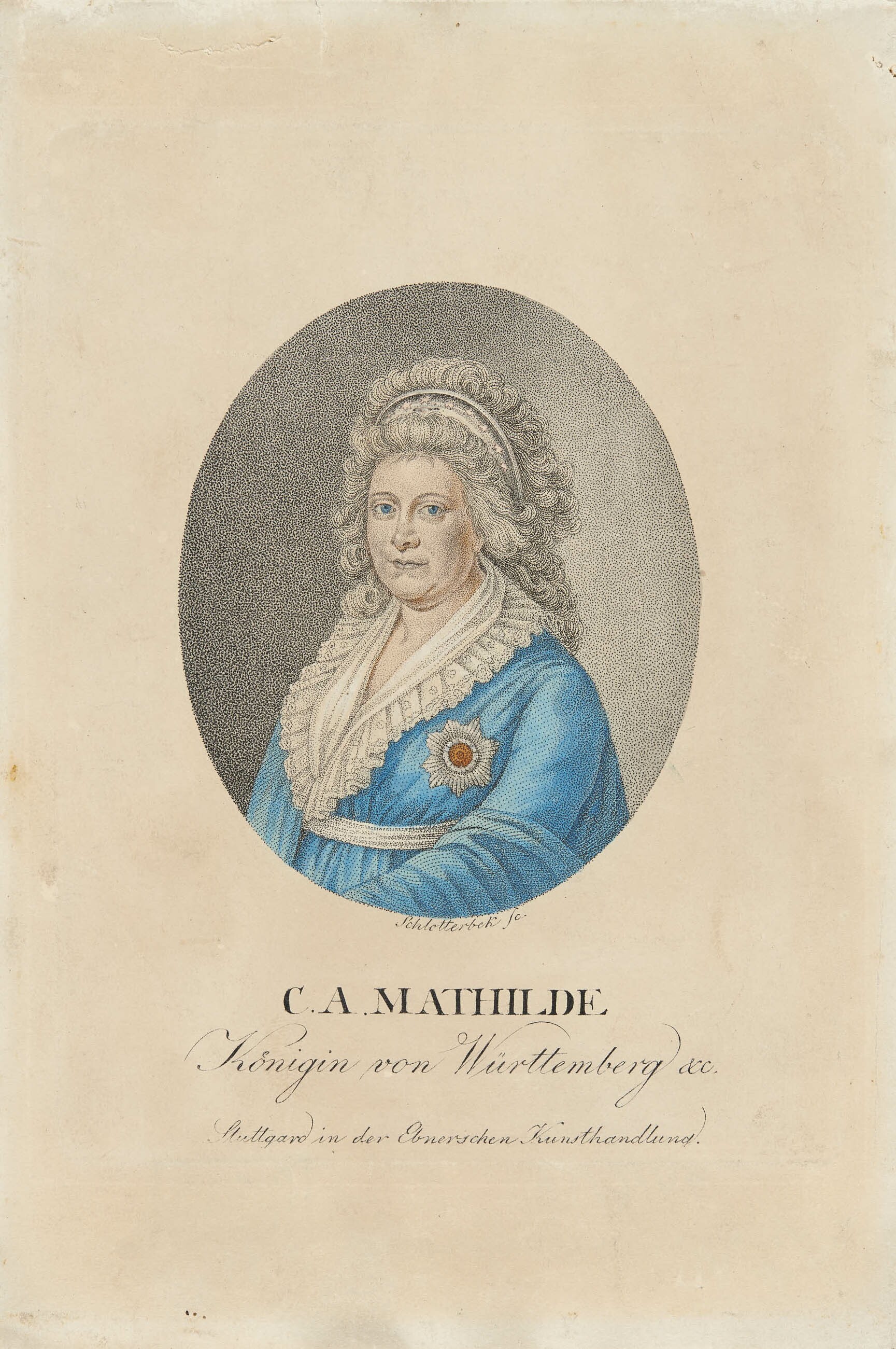 Christian Jakob Schlotterbeck, Bildnis Königin Charlotte Auguste Mathilde von Württemberg