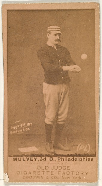 Goodwin & Company, Joseph H. "Joe" Mulvey, 3rd Base, Philadelphia, from the Old Judge series (N172) for Old Judge Cigarettes