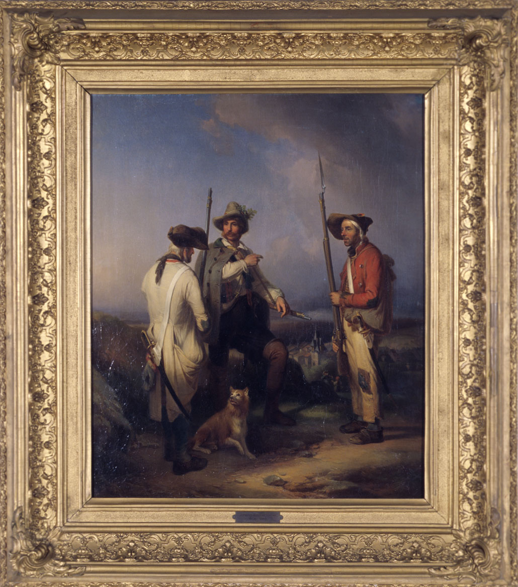 Johann Baptist Kirner ( - ), Genrebild: Badischer Freischarenoffizier mit Ordonnanzen