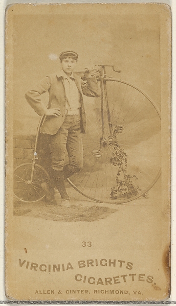Allen & Ginter, Card 33, from the Girl Cyclists series (N49) for Virginia Brights Cigarettes
