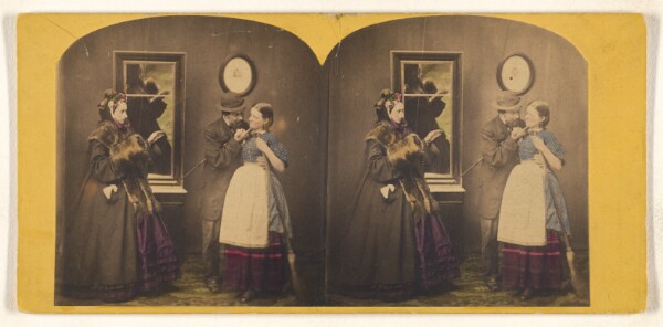 Unknown, [Genre: man touching woman under the chin, another woman observing]