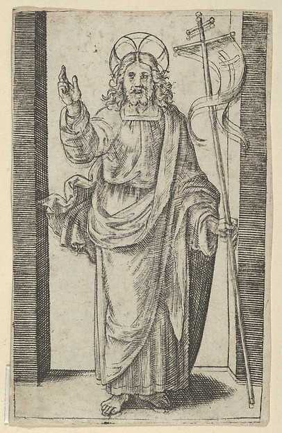 Marcantonio Raimondi, Christ, right hand raised in the gesture of blessing, from "Piccoli Santi" (Small Saints)