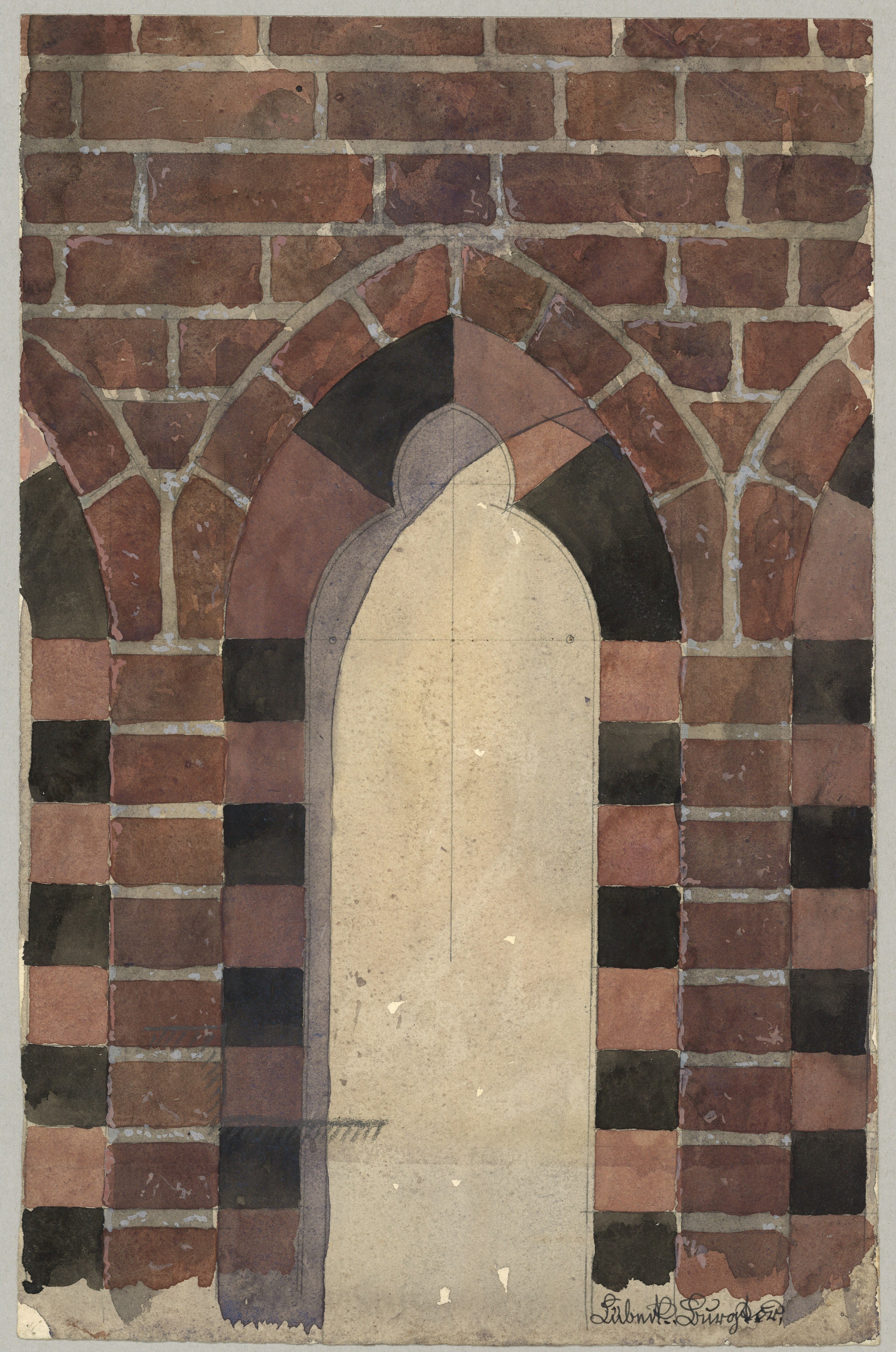 Otto Stiehl, Lübeck: Burgtor, Gotischer Bogenblendenfries