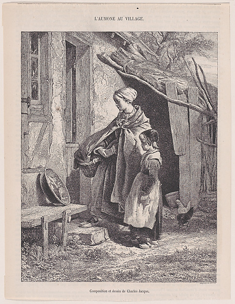 Charles Jacque, Charity in the Village, from "Le Magasin Pittoresque"