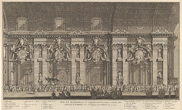 Anonymous, French, 18th century, Procession held in Saint Peter's Basilica in honor of the Canonization of several Saints