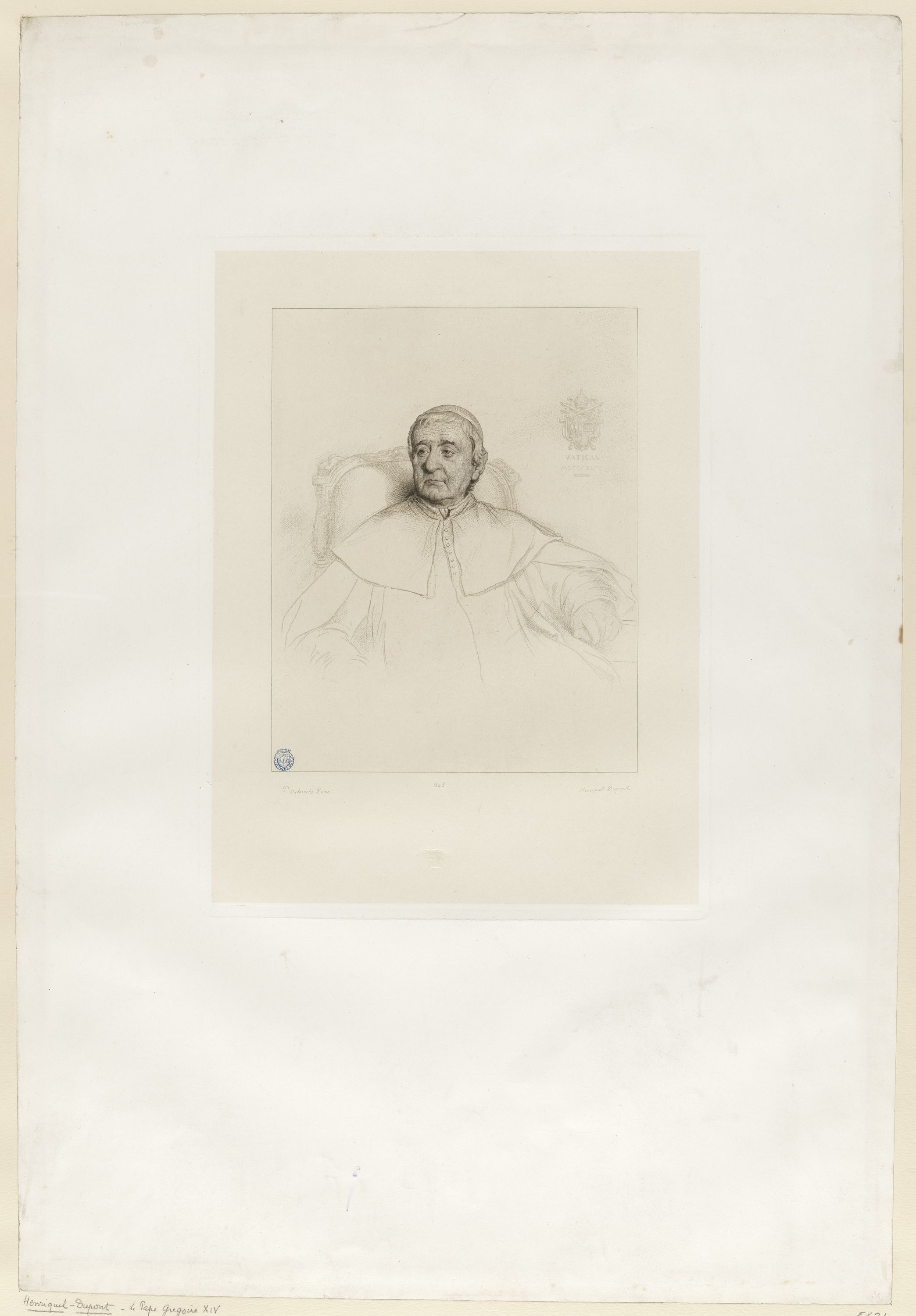 Louis-Pierre Henriquel-Dupont, Portrait du pape Grégoire XIV, d'après Delaroche