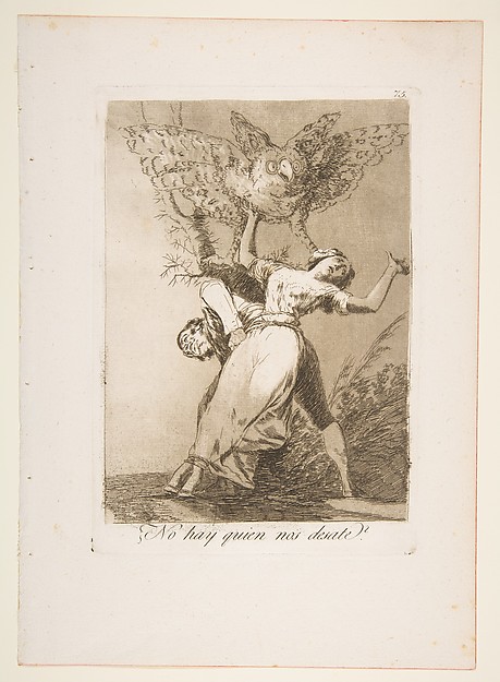 Goya (Francisco de Goya y Lucientes), Plate 75 from "Los Caprichos": Is there no one to untie us? (¿No hay quien nos desate?)