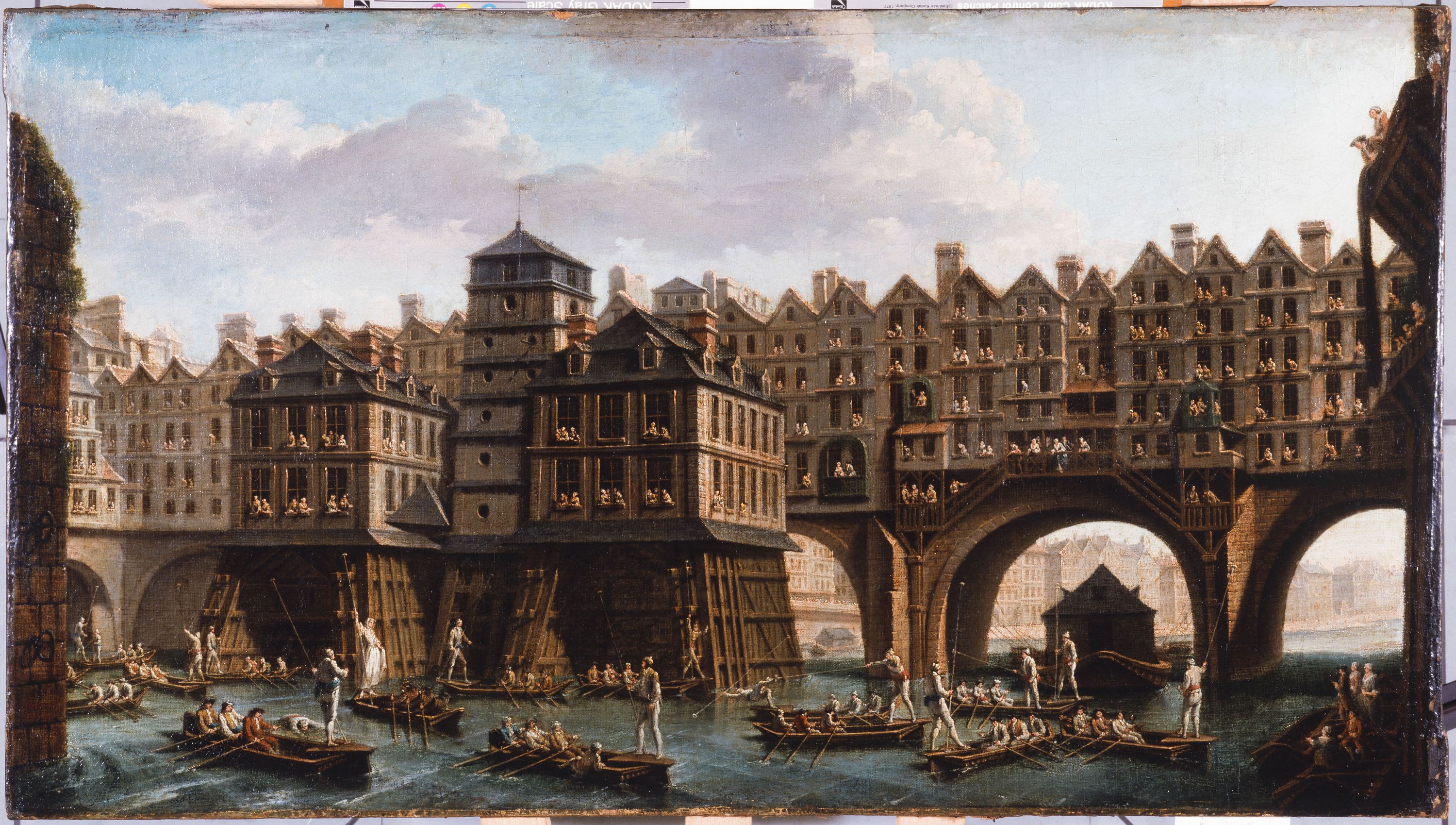 Nicolas Jean-Baptiste Raguenet, La joute des mariniers, entre le pont Notre-Dame et le pont au Change