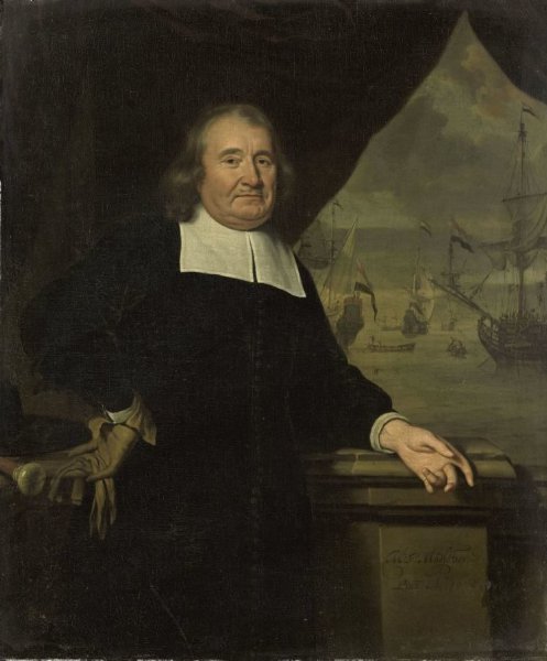Michiel van Musscher, Portrait of a captain or ship-owner