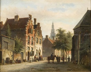 Adrianus Eversen, scene in a street