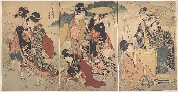 Kitagawa Utamaro, Women and a Man in the Country; Some pageant(?)