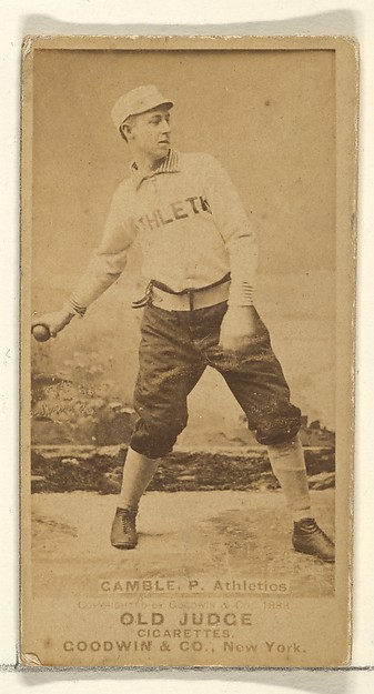Goodwin & Company, Gamble, Pitcher, Philadelphia Athletics, from the Old Judge series (N172) for Old Judge Cigarettes