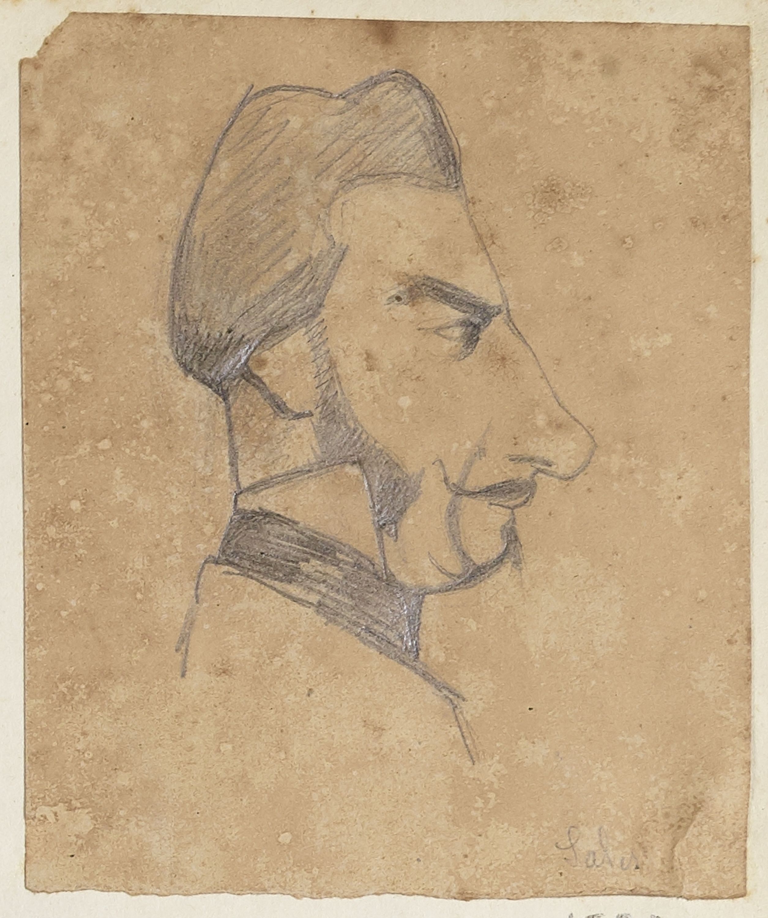 Anonyme, Portrait-charge d'un homme de profil (Sales)