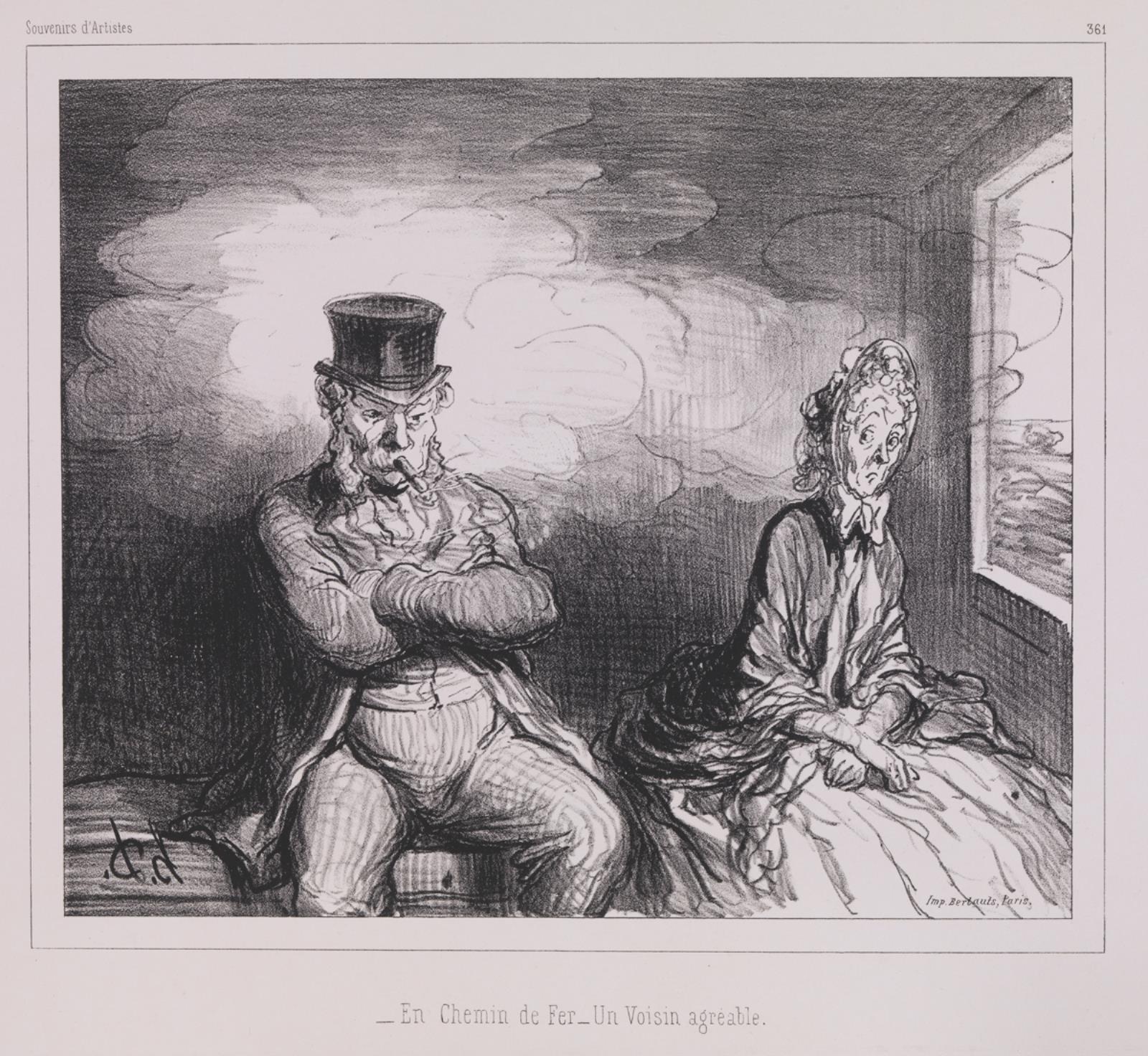 Honoré Daumier, En Chemin de fer_ Un Voisin agreable.