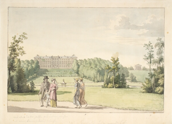 C.W. Eckersberg, Prospekt fra Frederiksberg have ved slottet og Apistemplet