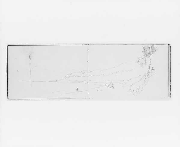 William Trost Richards, Bay, Hill, and Figure on Shore (from Sketchbook X)