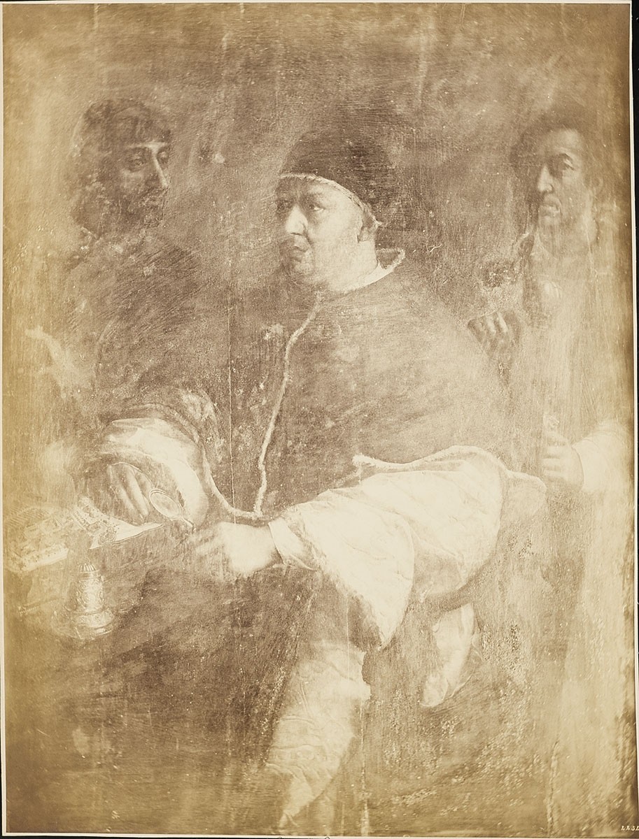 Fratelli Alinari, Andrea del Sarto nach Raffaello Sanzio: Porträt des Papstes Leo X. mit zwei Kardinälen, Museo di Capodimonte, Neapel