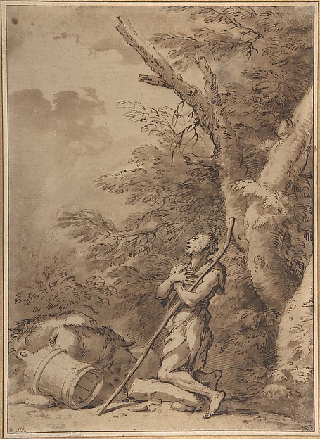 Salvator Rosa, The Prodigal Son Kneeling Repentant among Swine