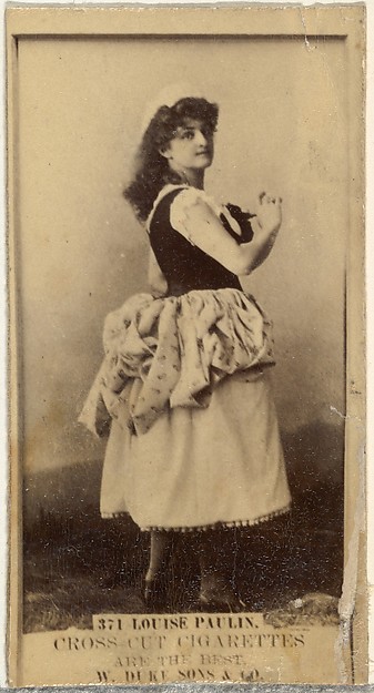 W. Duke, Sons & Co., Card Number 371, Louise Paullin, from the Actors and Actresses series (N145-3) issued by Duke Sons & Co. to promote Cross Cut Cigarettes