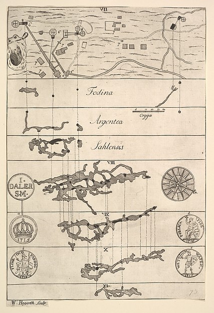 William Hogarth, Fodina argentea Sahlensis – A Silver Mine at Sala - II (Aubry de La Mottraye's "Travels throughout Europe, Asia and into Part of Africa...,"  London, 1724, vol. II, pl. 33, no. 2)