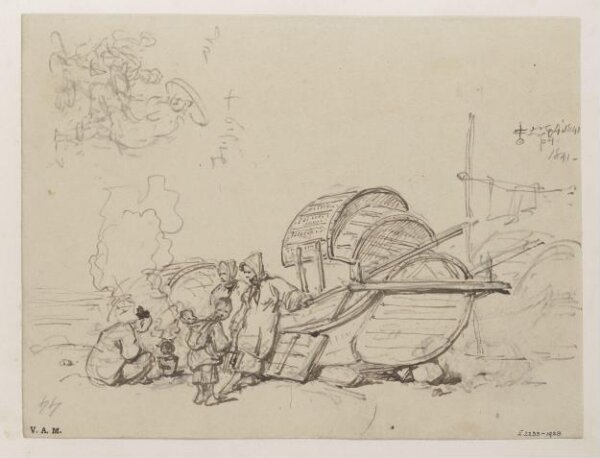George Chinnery, Boatwomen and children by a beached Tanka boat