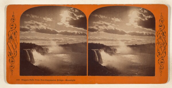 George E. Curtis, Niagara Falls fron New Suspension Bridge - Moonlight [Niagara Falls, N.Y.]