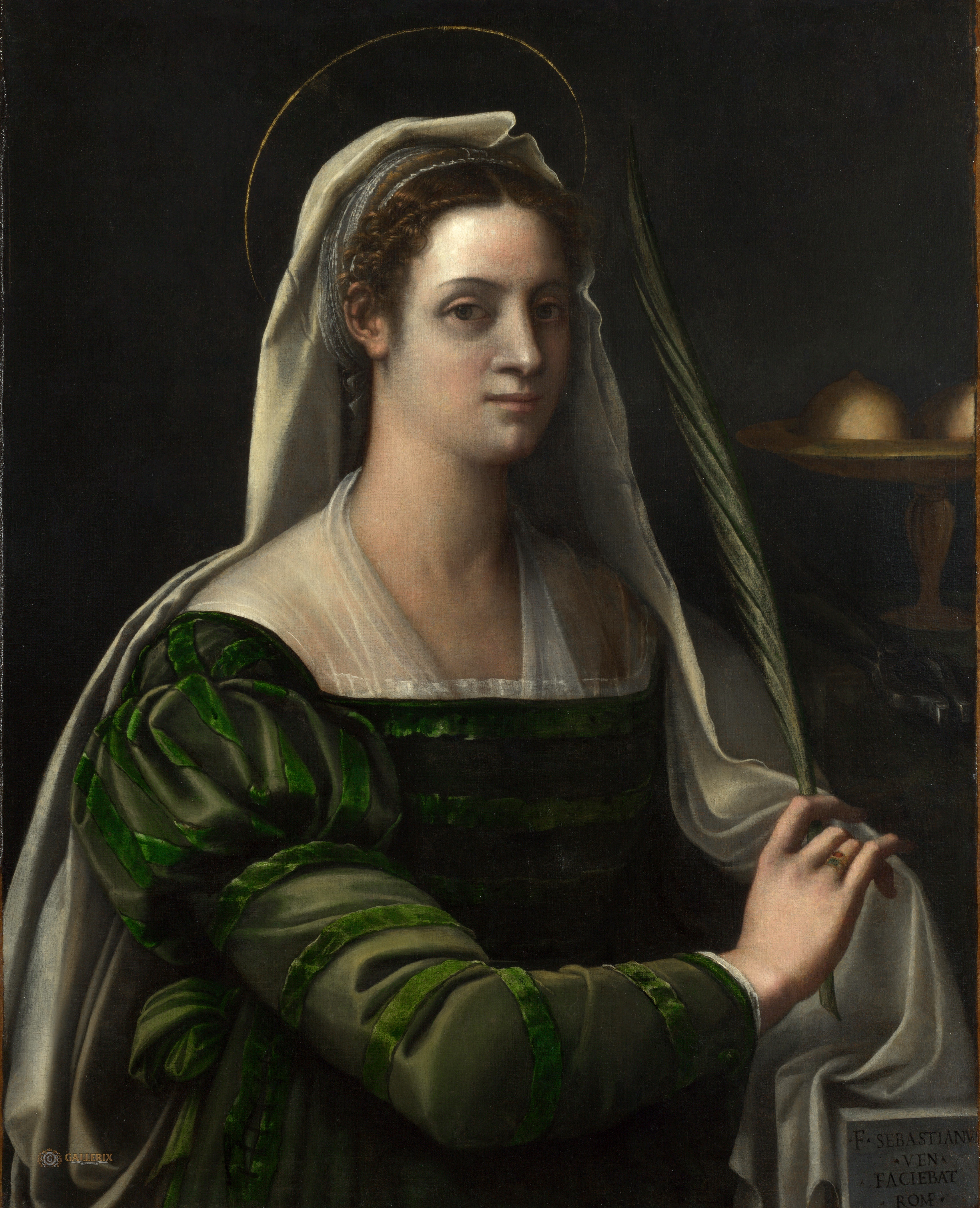 Sebastiano del Piombo, Portrait of a Lady with the Attributes of Saint Agatha