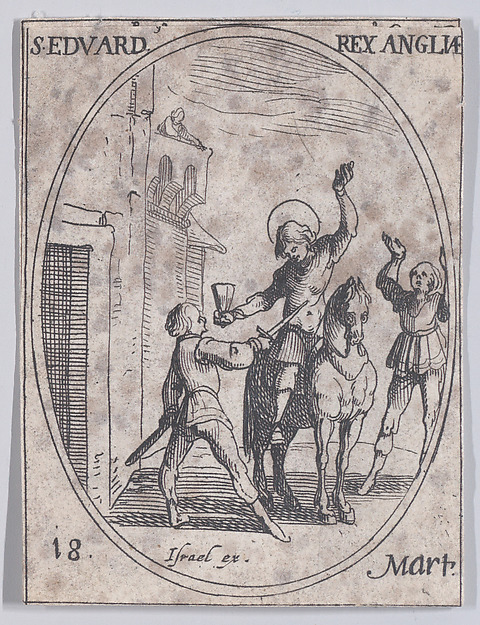 Jacques Callot, S. Edouard, roi d'Angleterre (St. Edward, King of England), March 18th, from "Les Images De Tous Les Saincts et Saintes de L'Année" (Images of All of the Saints and Religious Events of the Year)