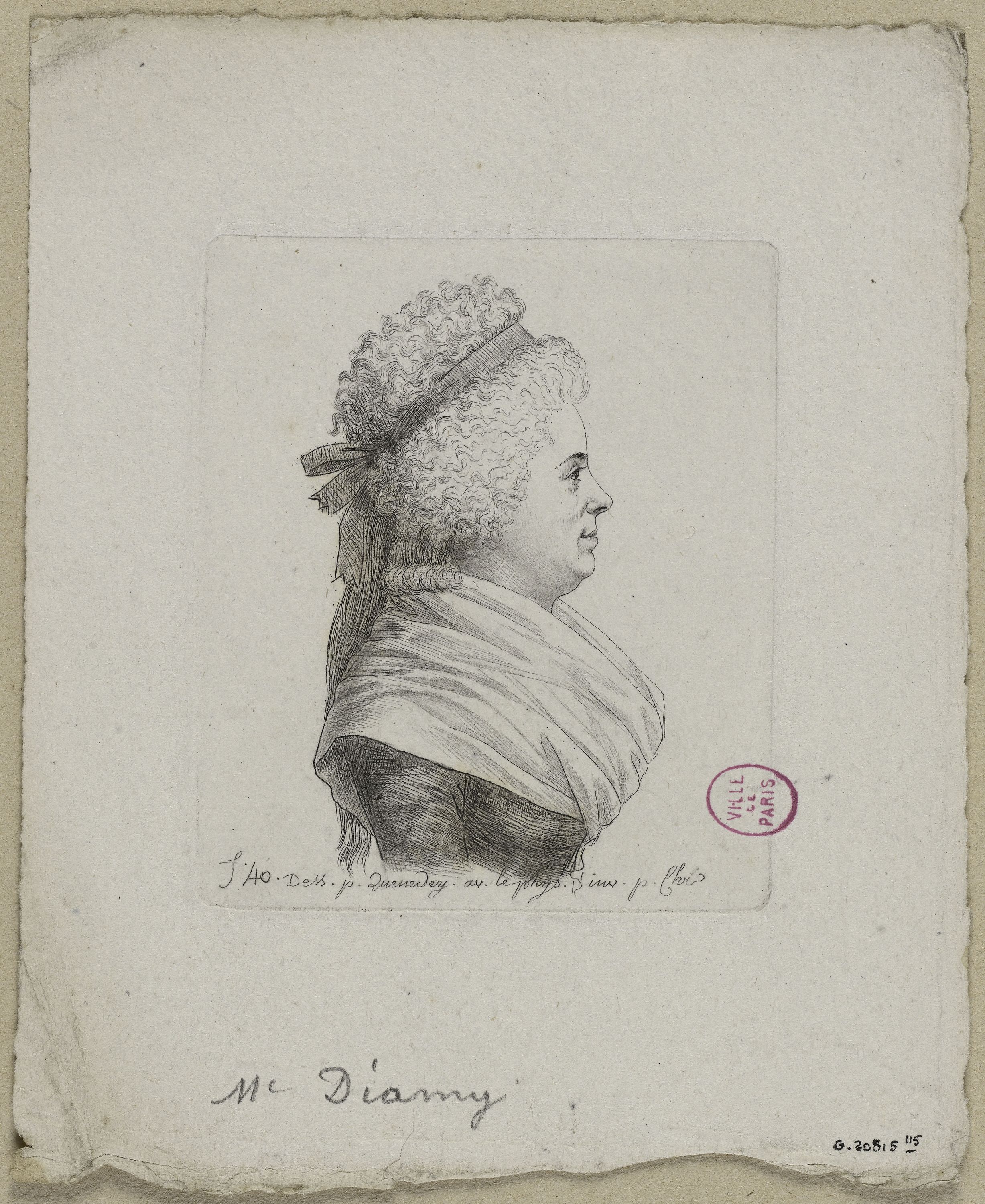 Edmé Quenedey, Portrait de Madame Diamy