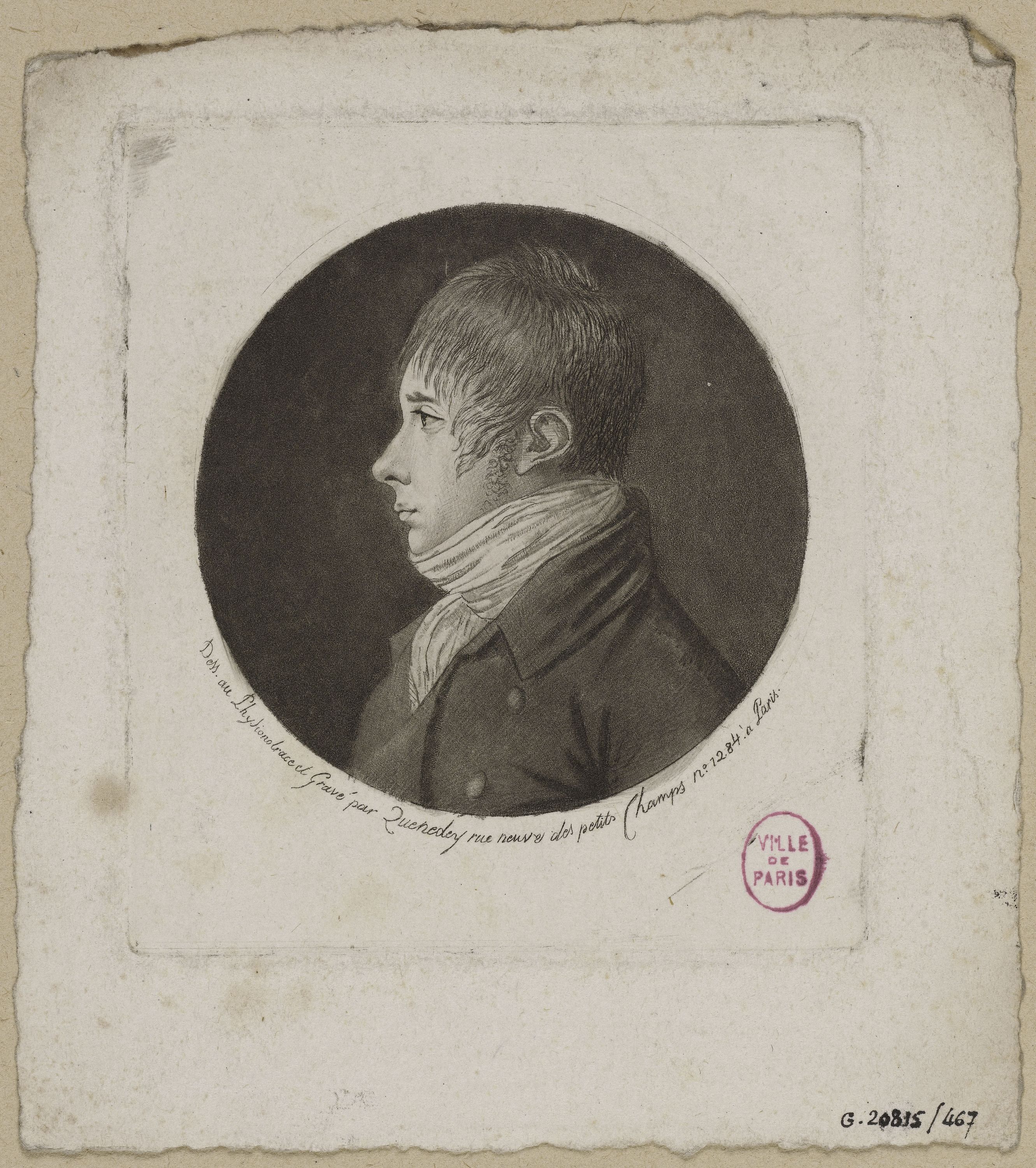 Edmé Quenedey, Portrait d'un homme, fin XVIIIème siècle/début XIXème siècle