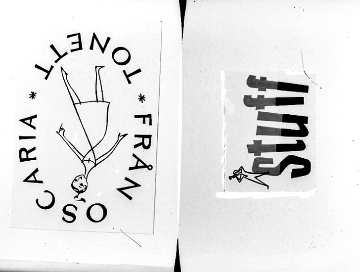 Knut Borg, Drawing, advertising for Oscaria Skofabrik. Tonette from Oscaria. Stuff.